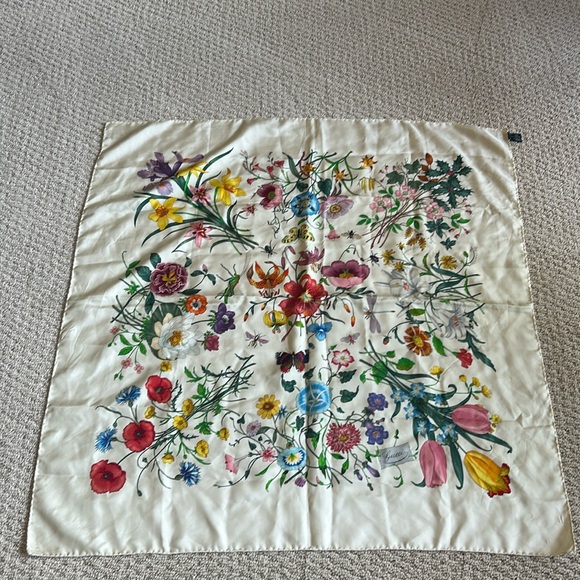 Gucci Accessories - Gucci Floral Scarf. V. Accornero.  Rayon and Silk Blend. 33”x33”